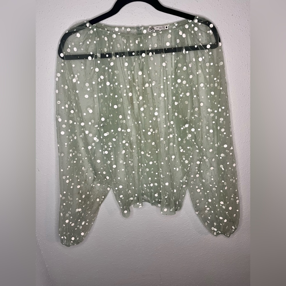 Zara turquoise see through blouse size M